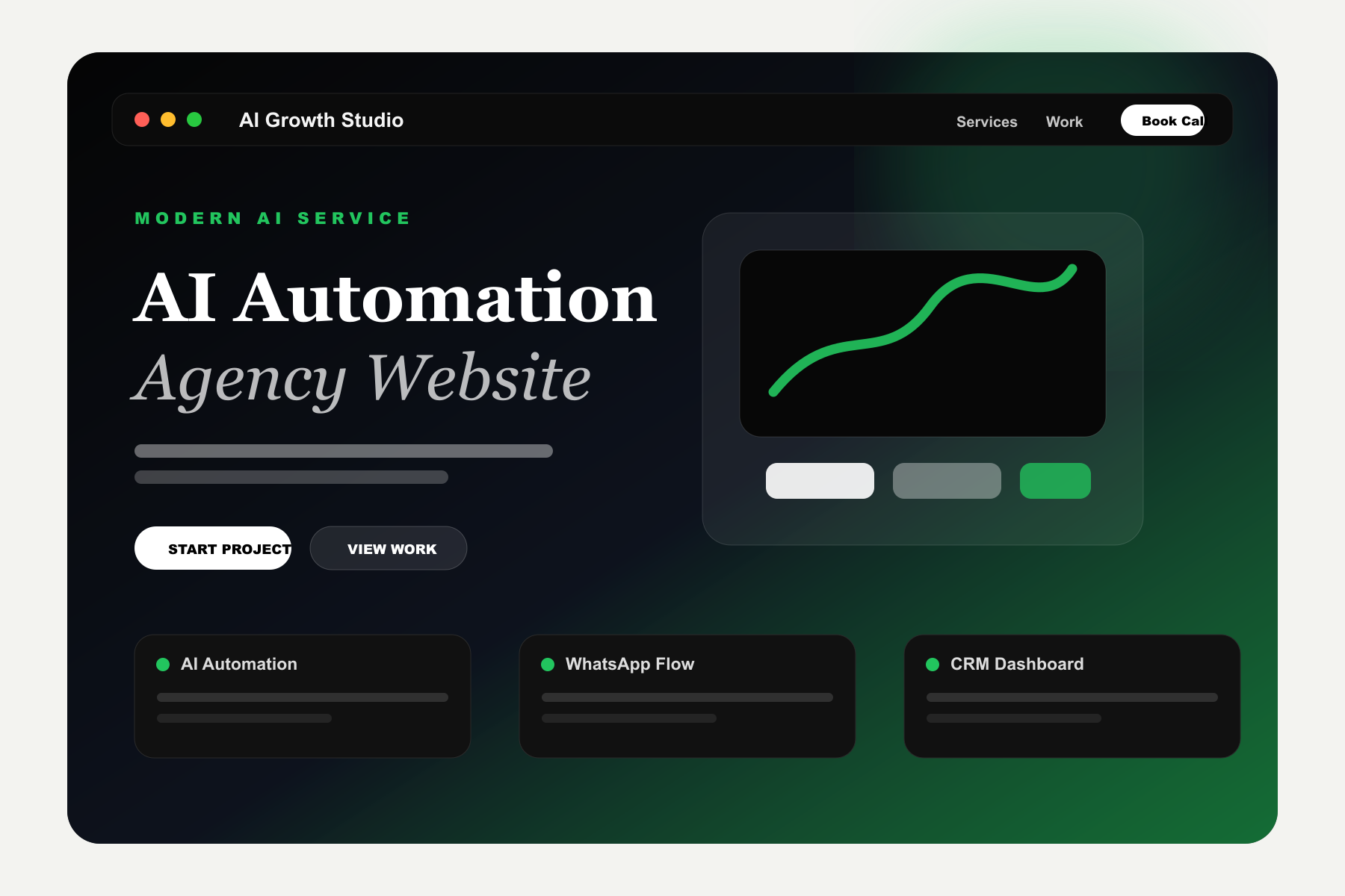 Modern AI agency website website design mockup
